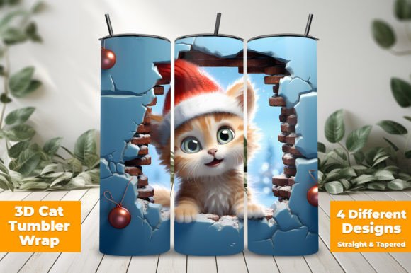 3D Christmas Cat Tumbler Wrap Design Guide
