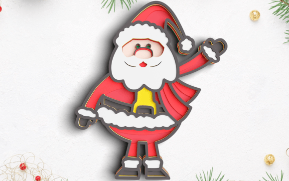 3D Christmas Santa SVG DXF: 8 Layer Mandala Guide