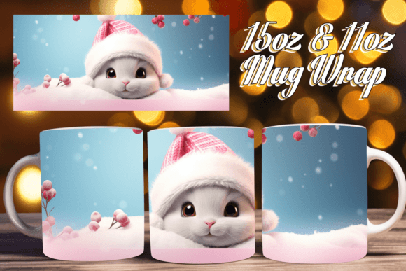 3D Festive Animal Mug Wrap 11oz Design