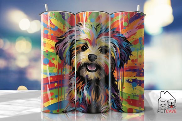 3D Pop Art Fusion Shih Tzu Tumbler Wrap: Digital Design for Custom Drinkware