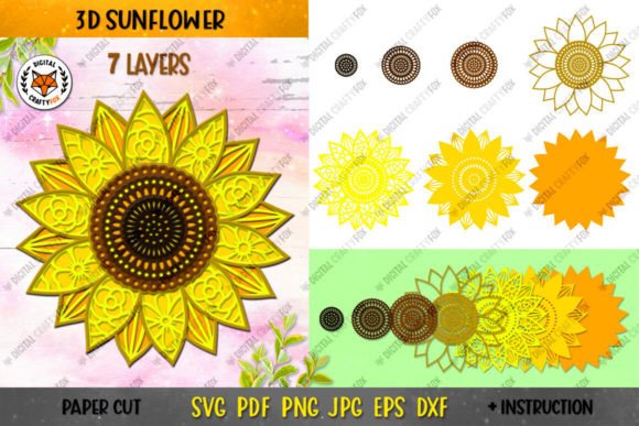 3D Sunflower Mandala Layered Flower SVG: A Versatile Asset for Paper Crafting and Sublimation