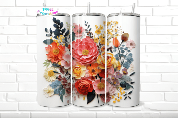 Elevating Custom Drinkware with 3D Floral 20 Oz Skinny Tumbler 2