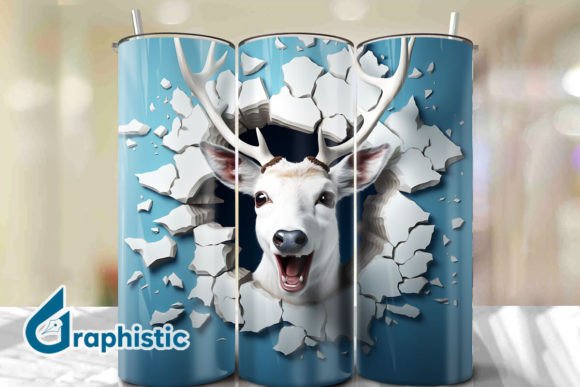 Reindeer 3D Smash Wall Art Background 18