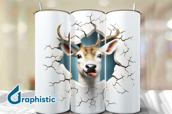 Reindeer 3D Smash Wall Art Design