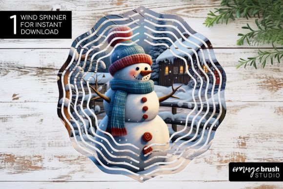 Snowman 3D Christmas Wind Spinner PNG: Elevating Holiday Decor with Digital Sublimation