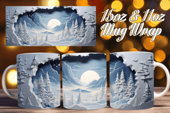 Winter 3D Mug Art: Festive Sublimation Designs